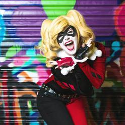 Harley Quinn loves Jokes at a superhero party