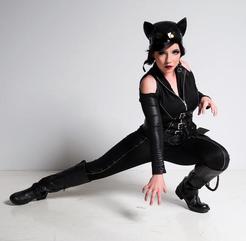 Catwoman is agile at a superhero party