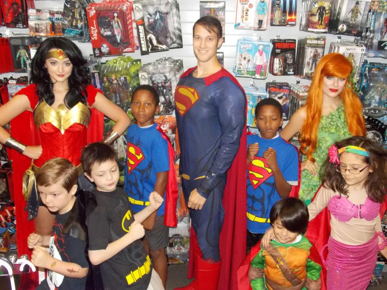 Wonder Woman Superman and Poison Ivy in Bedrock City Comic Company