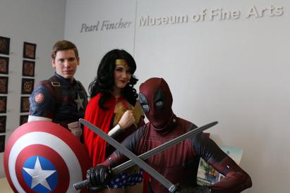 Captain America Wonder Woman and Deadpool at The Pearl Fincher Museum of Fine Arts