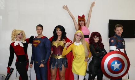 Harley Quinn Superman Wonder Woman Honeylemon Blossom Powderpuff Black Widow and Captain America at Wonderwild in The Woodlands