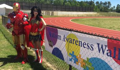 Iron Man and Wonder Woman at The Autism Awareness Walk