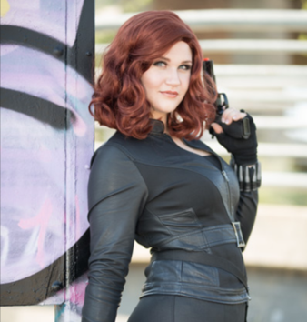 Black Widow at a superhero party.