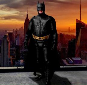 Batman is The Dark Knight at a superhero party